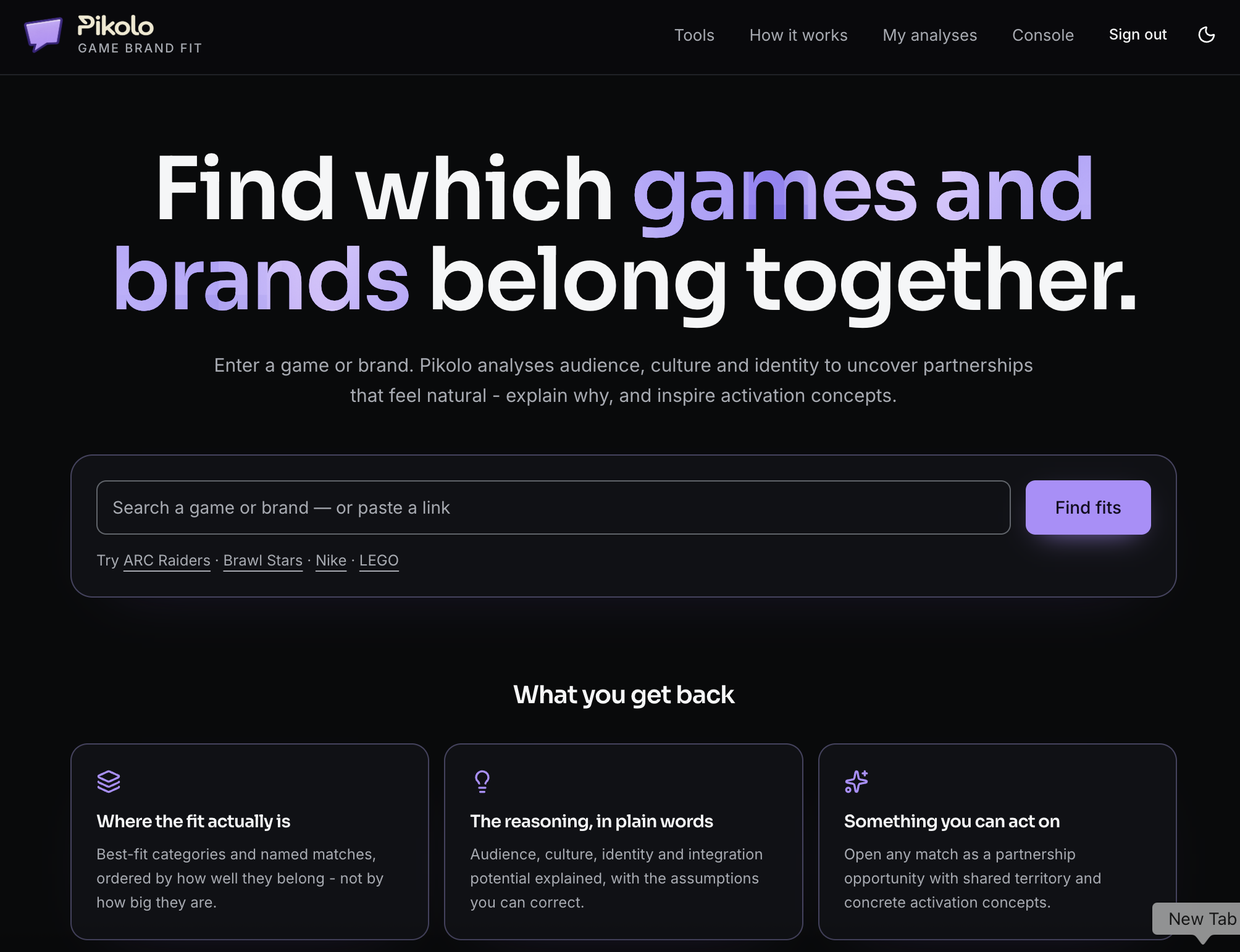 Pikolo Game Brand Fit key art